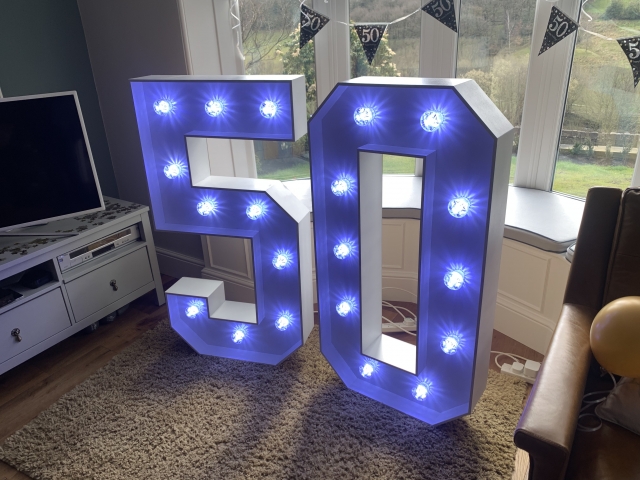 4ft White Light Up Numbers Hire 4ft White Light Up Numbers Hire