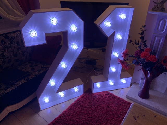 4ft White Light Up Numbers Hire 4ft White Light Up Numbers Hire