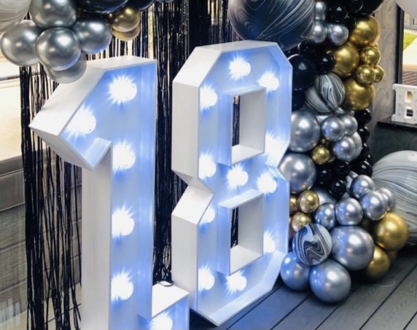 4ft White Light Up Numbers Hire 4ft White Light Up Numbers Hire