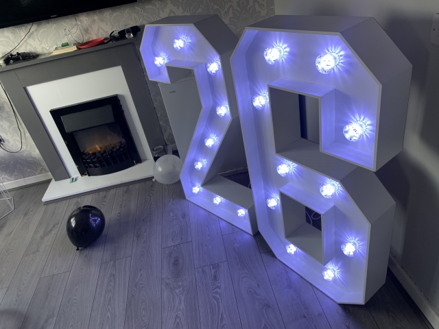 4ft White Light Up Numbers Hire