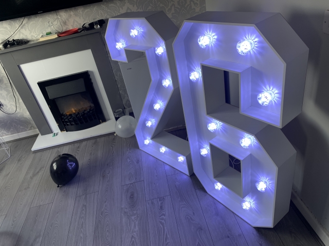 4ft White Light Up Numbers Hire 4ft White Light Up Numbers Hire