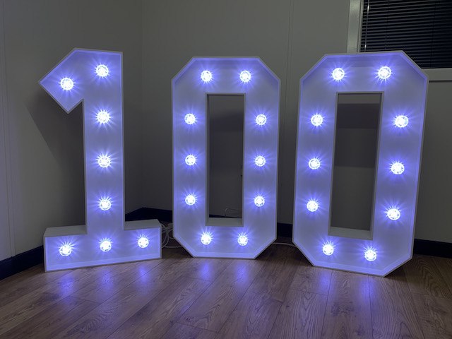 4ft White Light Up Numbers Hire