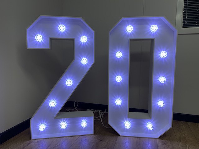4ft White Light Up Numbers Hire 4ft White Light Up Numbers Hire