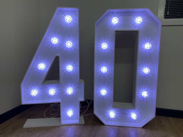 4ft White Light Up Numbers Hire 4ft White Light Up Numbers Hire