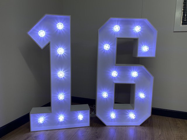 4ft White Light Up Numbers Hire 4ft White Light Up Numbers Hire