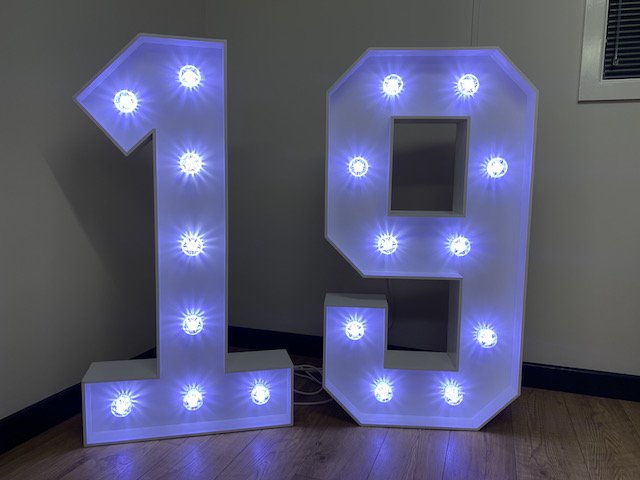 4ft White Light Up Numbers Hire 4ft White Light Up Numbers Hire